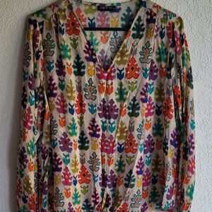 APNEY Long-sleeved Blouse Top Shirt Tie Waist Size Medium